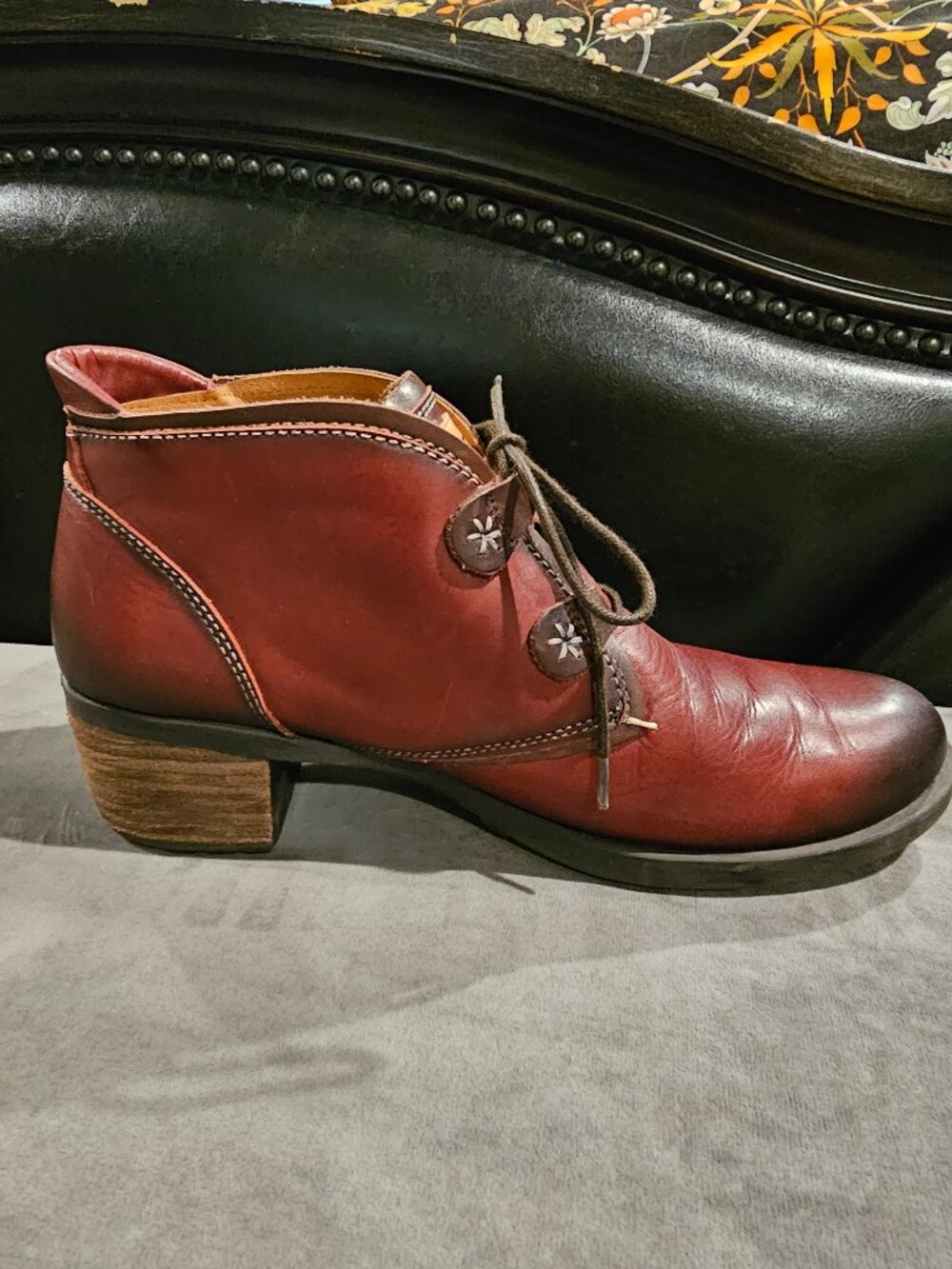 Pikolinos Women's Red Mahogany Lace up Leather Upper Ankle Boots Size 42 or 11 - Picture 6 of 8